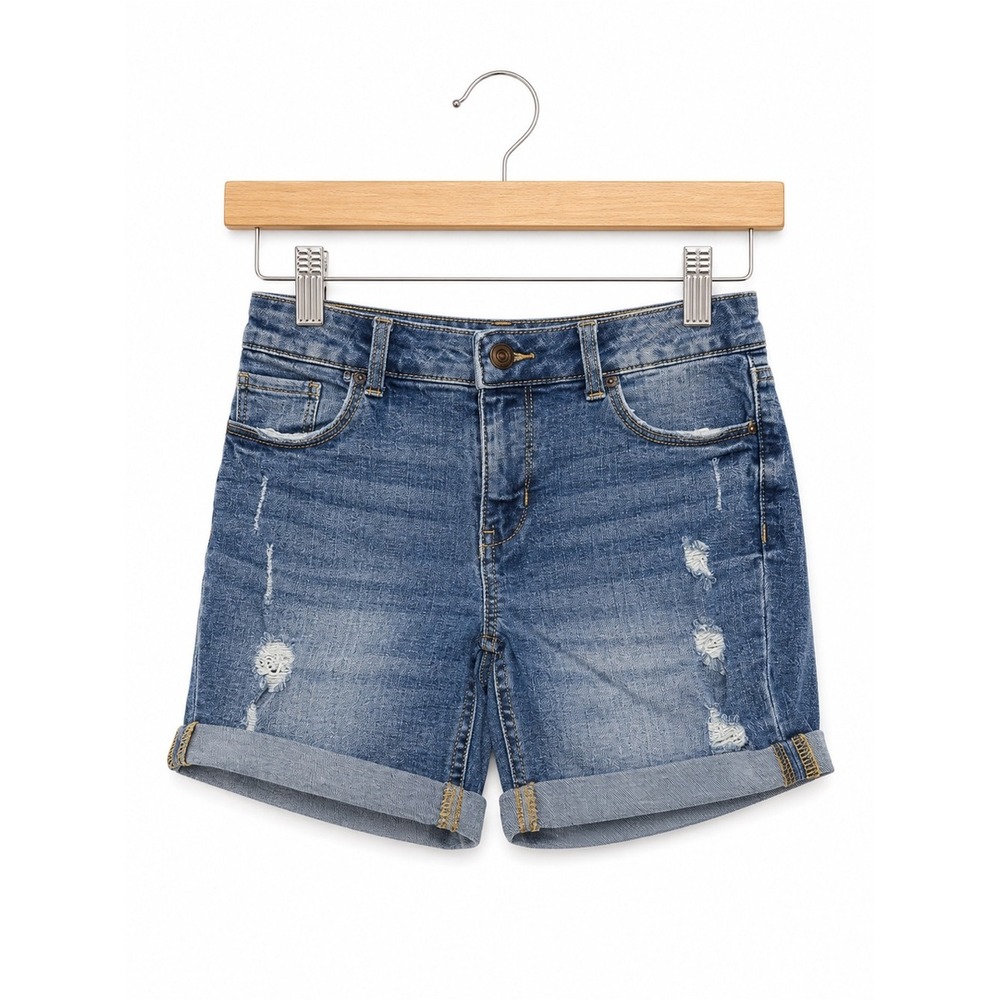 SO Girls Denim Distressed Cuffed Blue Jean Shorts Size 10